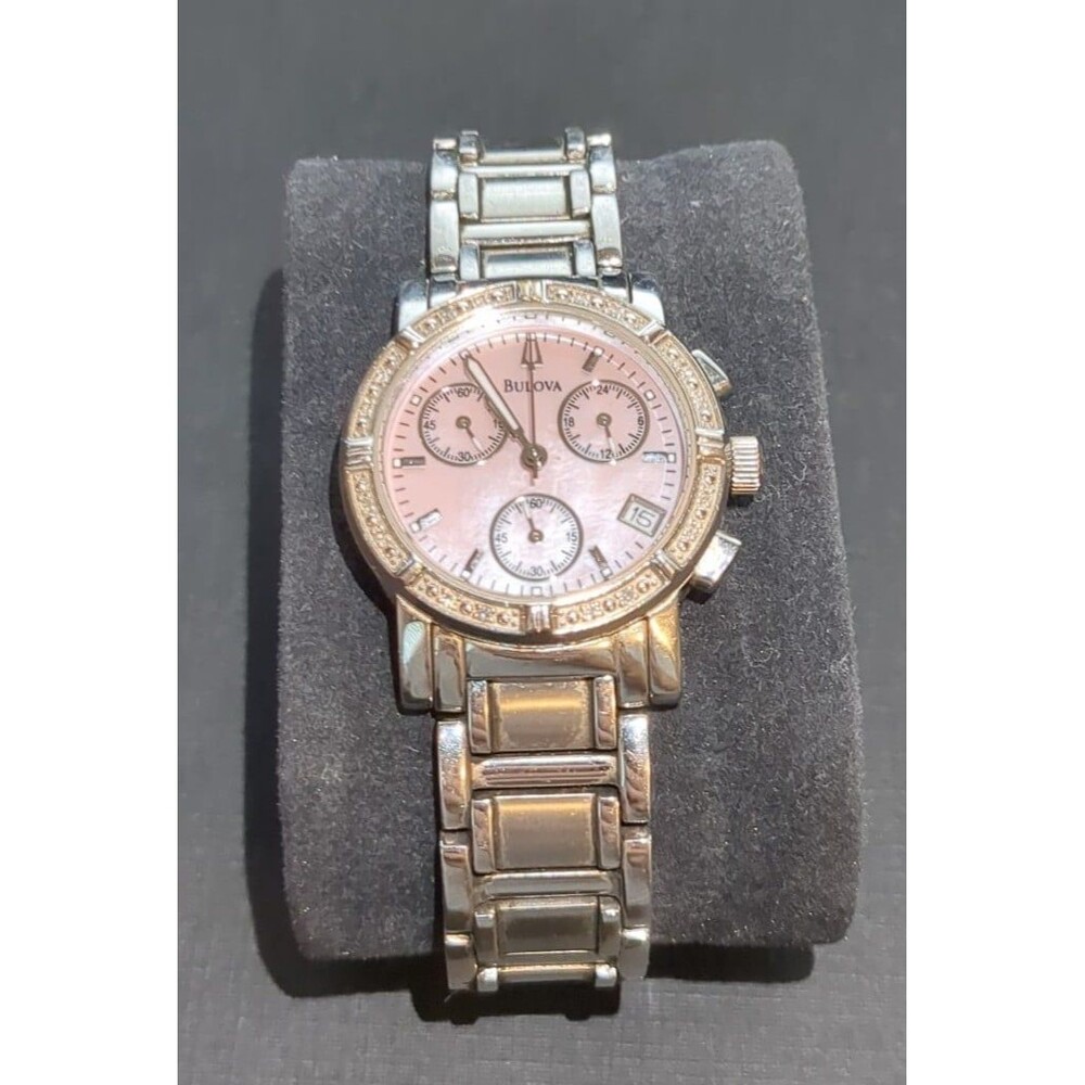 Bulova Chrono Pink MOP SS & Diamond Watch C837381